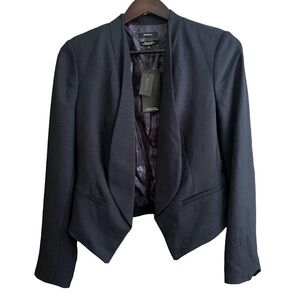 RW&CO Navy Blue Tailored Blazer with Modern Design Paisley Lining Sz S NWT